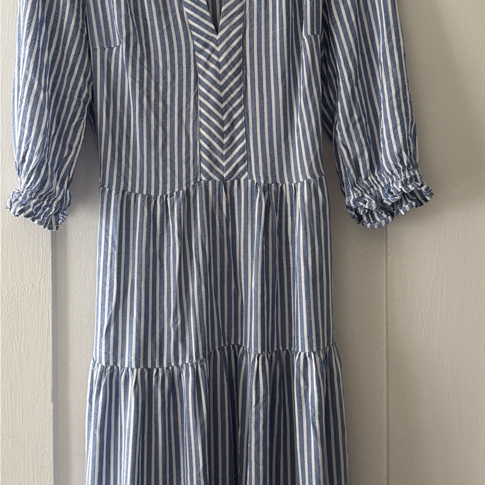 Monteau Navy and White Striped Blouse